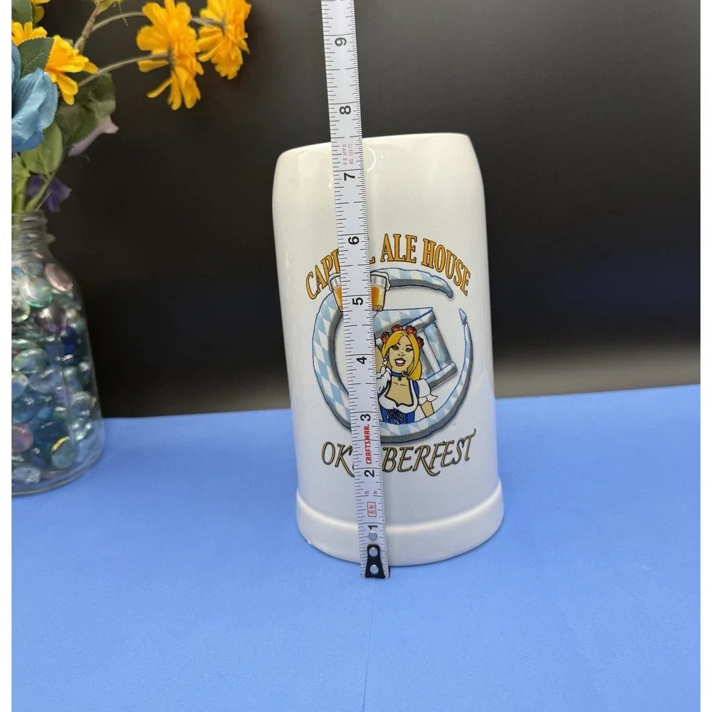 Capital Ale House Oktoberfest Ceramic Beer Stein Mug 1 Liter- Blonde Girl Design